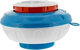 Floating Pool Chlorine and Bromine Chemical Dispenser with Pop-Up Refill Indicator - Holds 3" and 4" Tablets, 8" Diameter - Adjustable Balanced Chemical Delivery Clorinator Floater