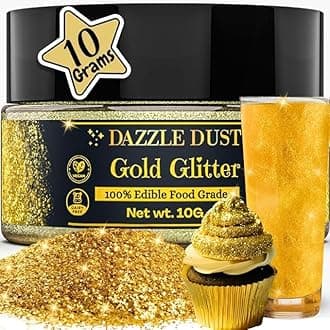 Dazzle Dust Bulk 10G – Edible Glitter For Drinks, Gold Cake Decorating, Luster Cakes, Gold, Drink Decorations 100% Food Safe, Vegan, Dairy-Free.