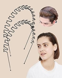 2PCS Headbands, Elastic Wave Hair Bands for Women, Durable and Stylish Hair Accessories, Versatile Headbands for Secure Hold, Fashionable Hair Grips for All Hair Types(Black)