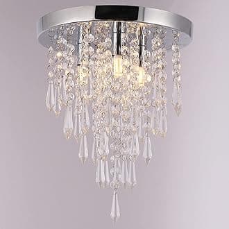 Jaycomey Mini Chandelier, Modern Crystal Chandeliers Lighting LED Flush Mount Ceiling Light, Hanging Ceiling Chandelier Light Fixture for Bedroom, Hallway, Bar, Kitchen, Bathroom, 3 Lights