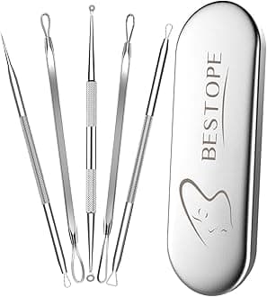 BESTOPE Blackhead Remover Blackhead Removal Pimple Comedone Extractor Tool - Treatment for Blemish Whitehead Popping Zit Removing with Metal Case (Silver)