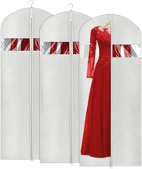 Univivi Garment Bags 60", Dress Bags Covers Long Bridesmaids Dresses, Dust Free Suit Clothes Covers Protector Bags, Dress Covers Garment Bags Full Length for Travel - Grey(3 Pack)