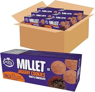 Early Foods - No Maida No Refined Sugar - Pack of 6 Ragi & Chocolate Jaggery Biscuits - Kids Snacks | Millet Cookies | Sugar Free Cookies | Ragi Biscuits for Kids | No Junk School Snack 130g x 6