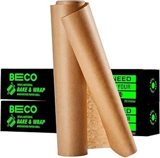 Beco Eco-Friendly Premium Baking & Wrapping Paper | 40 Mtrs |11" x 20 Mtrs Roll (Pack of 2) |Chemical Free Parchment & Cooking Paper | 100% Bamboo Pulp