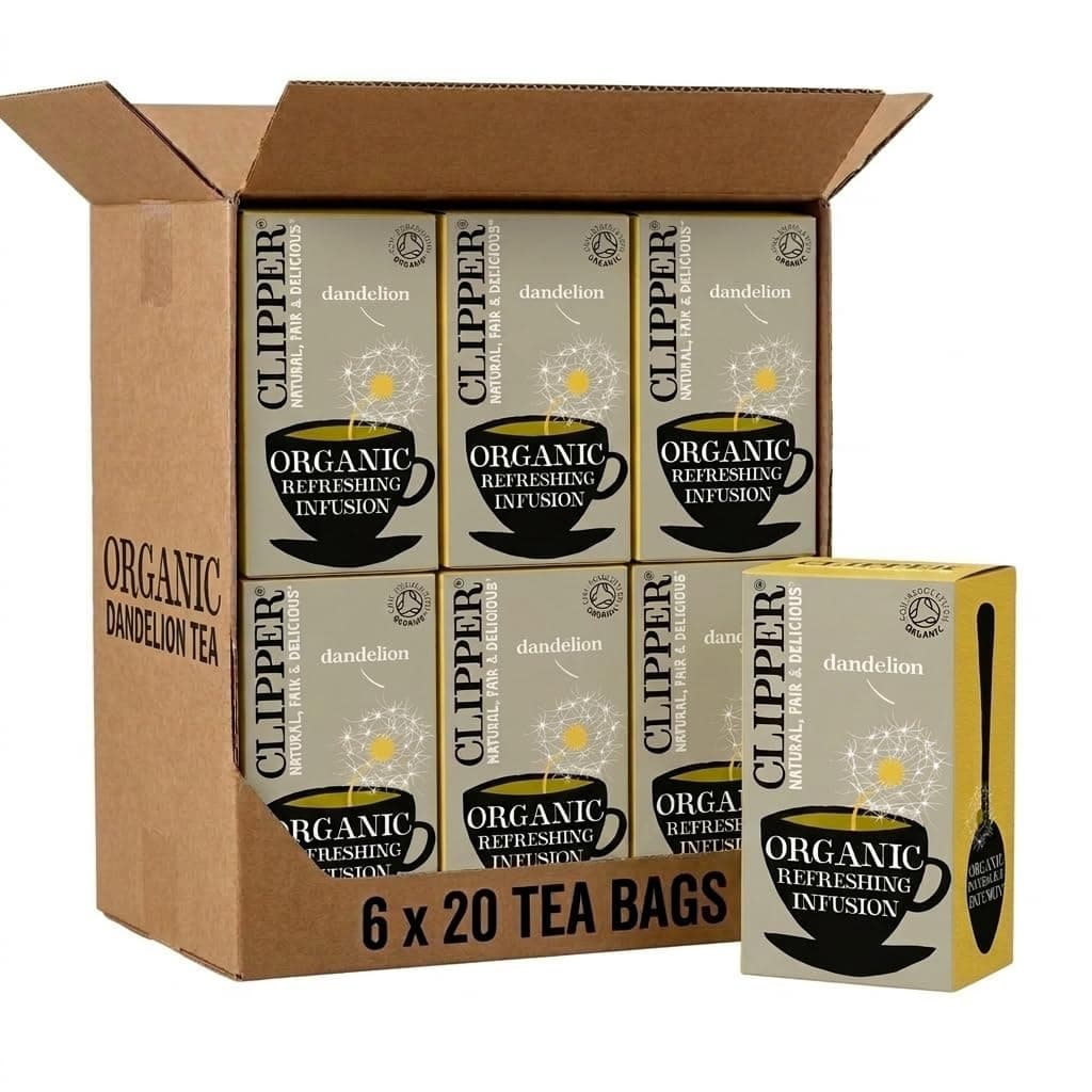 Clipper Organic Dandelion Tea Bags, 120 Count (6x20) | Caffeine-Free Herbal Infusion for Wellness & Digestion | Unbleached & Biodegradable