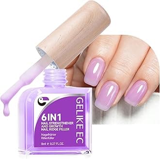 Nail Polish Strengthener and Growth: Lavender Haze Gelike EC 6 in 1 Natural Hardener - Long Lasting Nail Polish Hardener Extra Strong and Growth for Daily Work Home Salon
