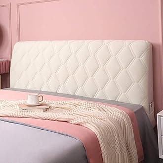 Headboard Covers Slipcover, Stretch Bed Headboard Covers, Small Square Jacquard Dustproof Protector Cover for Upholstered Headboard (Milk White, Queen Headboard Length ( Color : #15 , Size : 190cm/75i