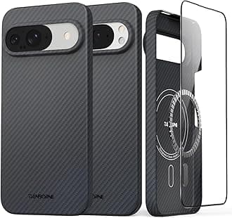 Thinborne Google Pixel 9 Pro and Pixel 9 Case, [600D Aramid Fiber] [Magnetic] [Ultra Thin] [Minimalist Style] [Carbon Fiber] - Black