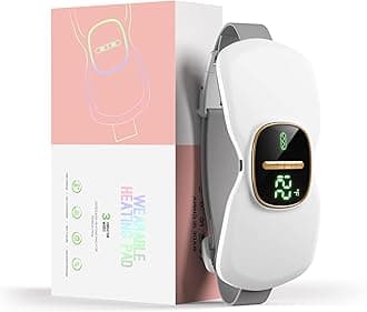 Heating Pads for Cramps, Portable Cordless Menstrual Heating Pad, Period Pain Relief with 3 Heat Levels and 3 Massage Modes, White Cotton, Back or Belly Heating Pad