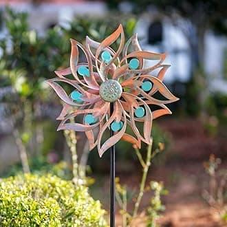 Viveta Metal Wind Spinners Outdoor,Vintage Kinetic Wind Spinner Garden Pinwheels with Metal Stake for Patio,Lawn,Garden,Creative Gifts for Women, 59 * 13.4 Inch