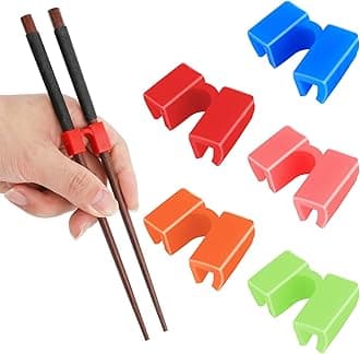 5 Pieces Reusable Chopsticks Helpers Training Chopstick Hinges Connector Practice Chinese Chopstick Helper for Adults, Kids, Beginner, Trainers (Multicolor)