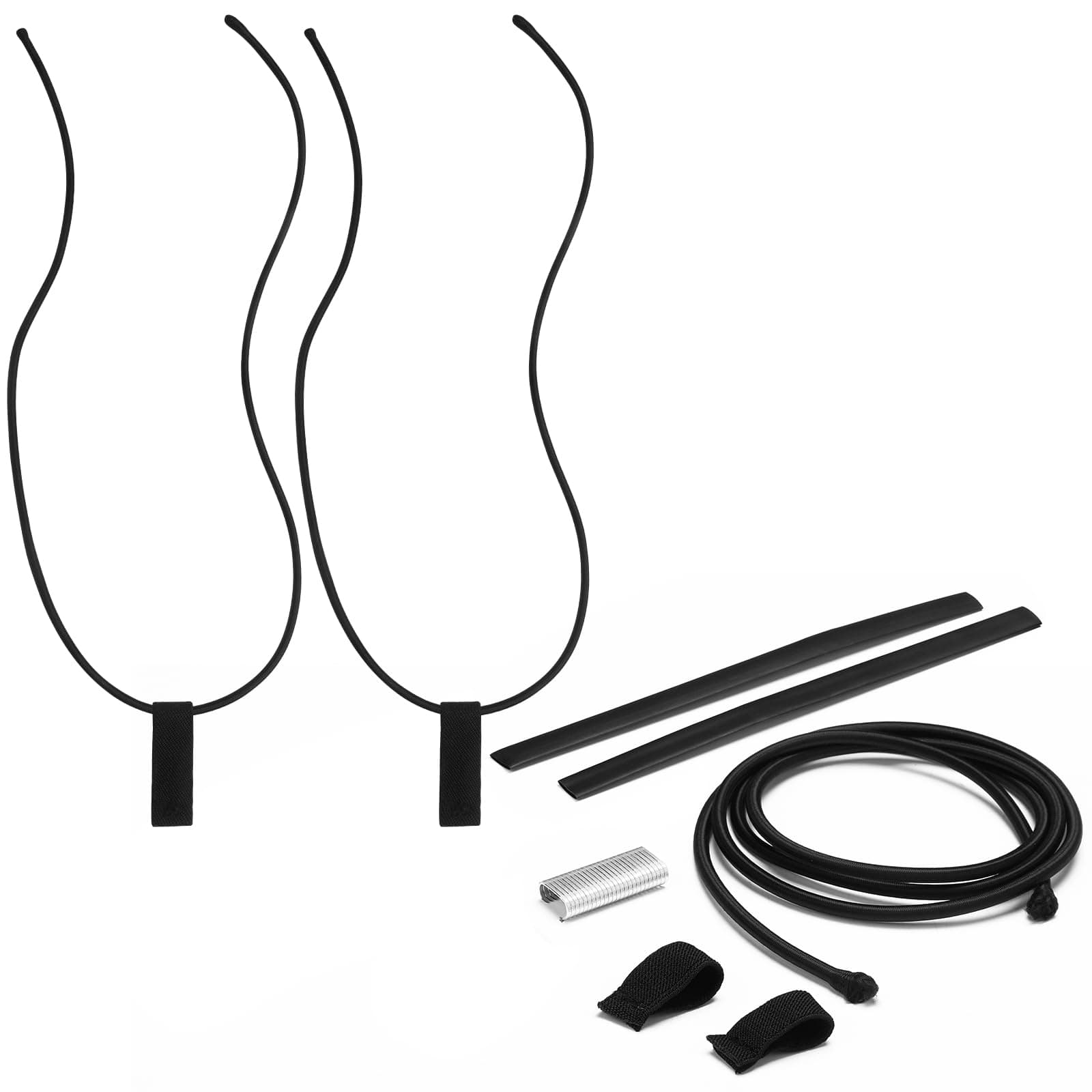 2 Pcs Replacement Wakeboard Tower Rack Bungee Cords with Pull Tab Black Elastic Bungee Shock Rope Wakeboard Tower Rack Parts Fits Wakeboard, Wakesurf, Surfboard, Ski, Kneeboard