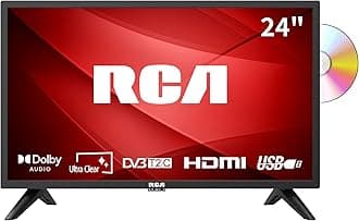 RCA D24F1D 24 Inch Small TV Built-In DVD Player, Freeview HD Dolby Digital Audio,LED Backlighting Display, HDMI VGA PC SCART USB Record Media Player for Small Lounge Kitchen