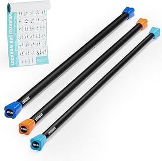 LIONSCOOL Body Weighted Workout Bar with Foam Padding, 5-30lbs, Single or Set, Heavy-Duty Steel Exercise Bar for Physical Therapy, Aerobics