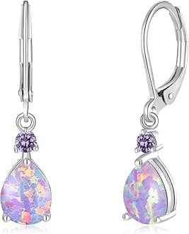 CiNily Leverback Opal Dangle Drop Earrings For Women Girls 14K Gold Plated Teardrop Earrings