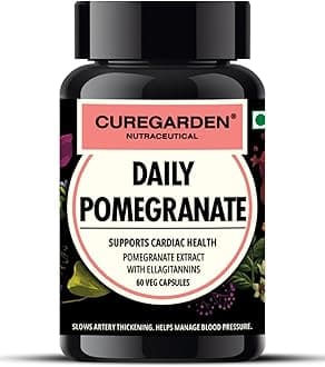 Daily Pomegranate Extract Capsules - Supports Overall Health & Wellness- 400mg - Antioxidant-Rich with Ellagi Tannins - Non-GMO, Dairy and Gluten-Free Supplements - 60 Count