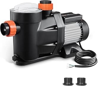 VEVOR In/Above Ground Pool Pump, 2 HP, Self Priming Single Speed Swimming Pool Pump, 220V 3450 RPM 61 ft Max Head Lift with PP Shell Strainer Basket, 122°F Max Water Temp, for Hot Tubs Spas, No Plug
