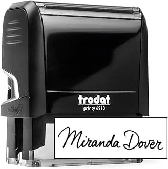 Custom Signature Stamp - Personalized Insignia - Self-Inking - Your Choice of 7 Ink Colors! (1, Large)