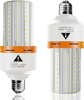 Led Light Bulb, 400W Equivalent 6250 Lumen 5000k Super Bright led Bulb,E26/E27 Medium Base 50W led Corn Light Bulb for Outdoor Indoor Lamp Area Garage Warehouse Workshop Street Backyard 2 Pack…