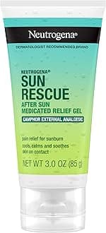 Neutrogena Sun Rescue After Sun Medicated Relief Gel with 0.45% Camphor External Analgesic For Cooling & Soothing, Painful Sunburn & Itch Relief, Fragrance-Free 3 Oz