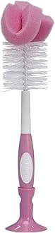 Dr. Brown's Reusable Sponge Baby Bottle Cleaning Brush with Suction Cup Stand, Scrubber and Nipple Cleaner, Pink 1-Pack