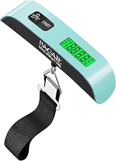 BAGAIL Digital Luggage Scale, 110lbs Hanging Baggage Scale with Backlit LCD Display, Portable Suitcase Weighing Scale, Travel Luggage Weight Scale with Hook, Strong Straps for Travelers