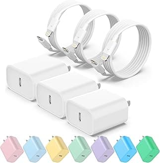 USB C Fast Charger, 3 Pack 20W USB-C Power Adapter with 3 Pack 6FT Type C to Lightning Cable for iPhone 14/13 Pro/13/12/12 Mini/12 Pro Max/11 Pro