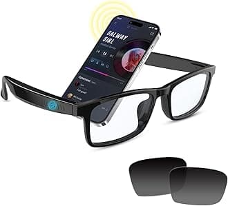 Smart Glasses for Men & Women, Bluetooth Glasses with Extra Polarized Lenses, IPX5 Waterproof & Voice Assistant, Open-Ear Speaker, Anti-Blue Light Audio Glasses for Driving, Travel & Working