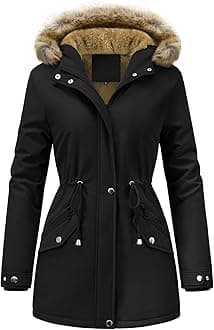 Women Winter Coat UK Fleece-Lined Jackets Ladies Long Winterproof Parka Warm Padded Coats Thermal Thickened Hooded Outwear Detachable Hood Overcoat