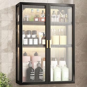 MUMOO BEAR Bathroom Shelf Wall Mounted Storage Cabinet with Clear Doors for Bedroom Bathroom Kitchen Laundry Room Storage Shelves (Double Door - 40cm)