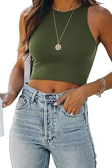 EFANWomens Sexy Sleeveless Double Lined Crop Tops Workout Cute Tight Racerback Tank Tops Summer Clothes Teen Girls 2025