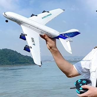 RC Airbus 747 A380 2.4G Remote Control Electric Plane Four Motor RC Airplane Toy RC Airliner with LED Lights Drop Resistant Aircraft 2 Batteries EPP Airplane for Beginners Kids Gifts (A-380)