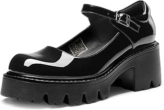 Women's Mary Janes Shoes Platform Dress Low Heel Chunky Pumps Round Toe Ankle Strap Pumps Shoes Oxfords Esther