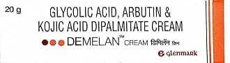 Demelan Hyperpigmentation Cream for Dark Spots on Face and Body, As Shown in Image, 20 gm, (Model: KT-SM-013)