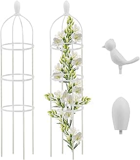 HASTHIP® Garden Plant Support for Climbers - Obelisk Trellis for Climbing Plants - 120CM Plastic Creeper Plant Support - DIY Adjustable Plant Climber Support for Clematis, Climbing Roses, Tomato, Ivy
