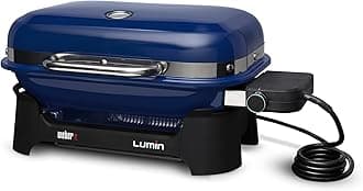 Lumin Compact Outdoor Electric Barbecue Grill, Blue - Great Small Spaces such as Patios, Balconies, and Decks, Portable and Convenient