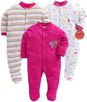 EIO100% Cotton Sleep Suit/Onesies/Rompers/Jumpsuit for New Born Boys and Girls Combo Pack