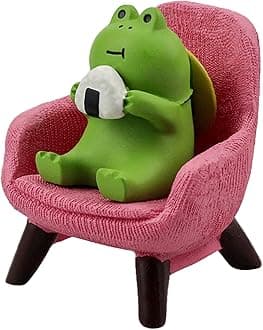 Miniature Frog Figurines Statue - Cute Frog Sculpture for Outdoor Fairy Garden and Desk Decorations - Adorable Frog Figurine Statue Decor for Plant Shelf Desk Office Bedroom(Pink Sofa)