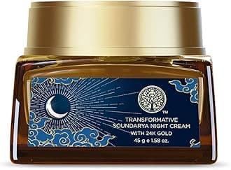 F.orest Essentials Transformative Soundarya Anti Ageing Night Cream with 24K Gold | For Dry & Dehydrated Skin | With Bakuchiol & Hyaluronic Acid | Moisturising and Hydrating