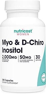 Nutricost Myo Inositol & D-Chiro Inositol for Women 2000mg, 120 Capsules, 2000mg Myo & 50mg D-Chiro Per Serving, 30 Servings, Vegetarian Friendly, Non-GMO & Gluten Free