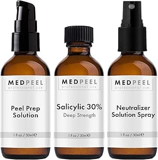 Salicylic Acid Peel 30% Essential Peel Kit, Includes Peel, Prep, Neutralizer, Deep Strength Professional Grade Chemical Face Peel for all Skin Tones, 1oz/30ml (Kit of 3)