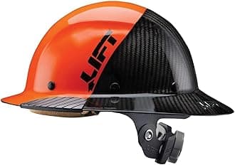 Lift Safety HDF50C-19OC Dax Fifty 50 Carbon Fiber Full Brim Hardhat, Medium,Orange