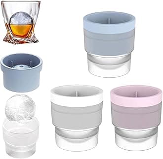 Chiclify Ice Ball Maker Mold, Slow Melting Round Ice Cube Molds with Lids, Reusable Silicone Sphere Ice Mold Maker for Bourbon Whiskey, Cocktails, Easy To Demould and Clean (Mix,3PCS)