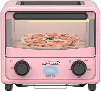 Brentwood TS-3430PK 500W Stainless Steel Mini Toaster Oven, Metal, Pink