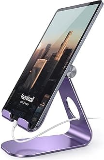 Lamicall Tablet Stand, Adjustable Tablet Holder - Desktop Stand Holder Gifts Compatible with 4-13" Tablets Such as iPad Pro 11, 9.7, 10.5, 12.9 Air Mini, Kindle, Tab, iPhone Air 17 Pro Max, Purple