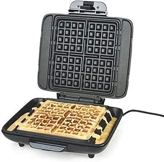 Lakeland No Mess Electric Waffle Maker, 28.5cm x 31.5cm x 11.5cm, Black