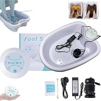 Ionic Foot Spa at Home Detox and Cleanse,2.0 Ionic Foot Spa,Professional Ionic Detox Foot Bath Machine with Tub Basin,Body Detox, Relaxed and Relieved ﻿ ﻿ (with Basin)