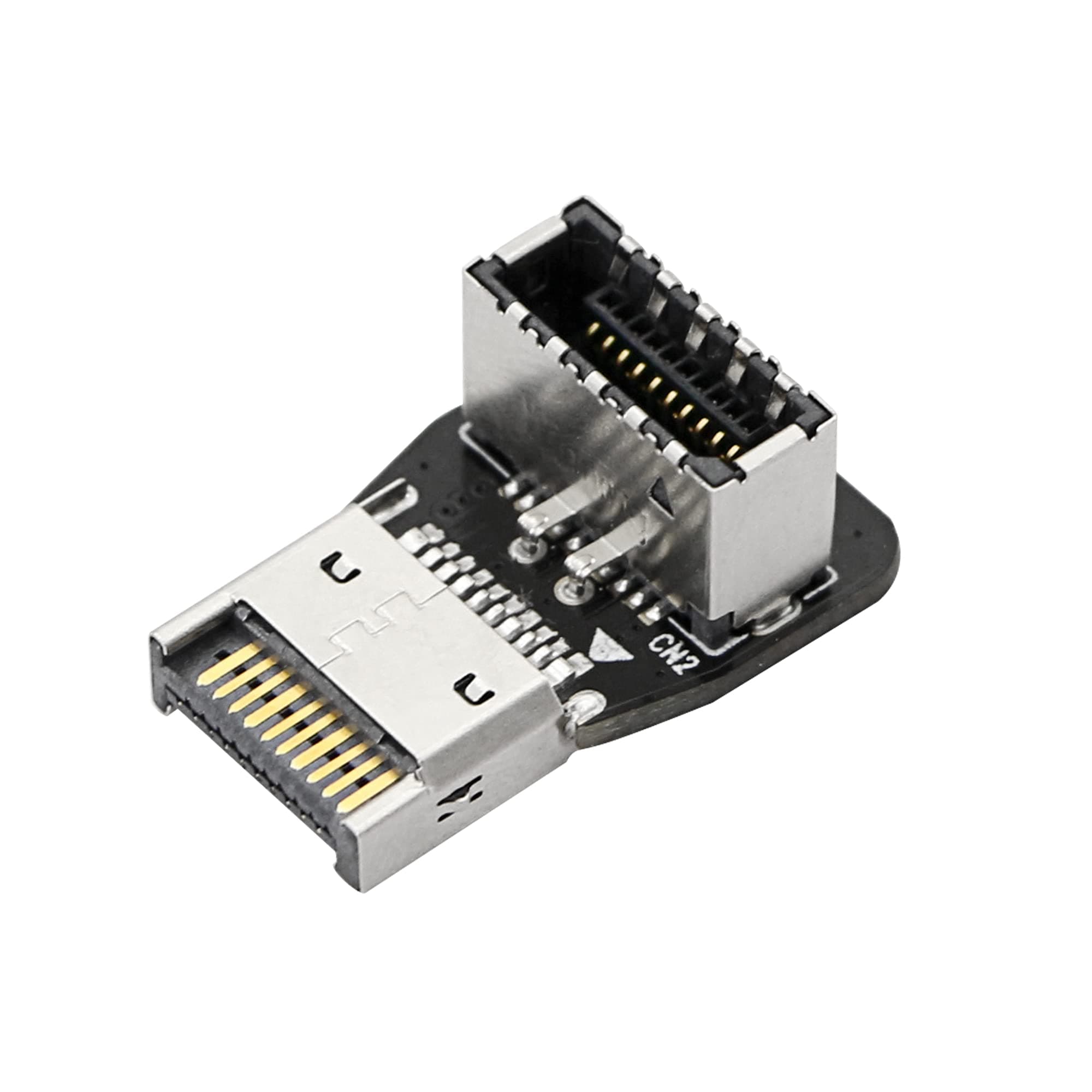 CERRXIAN 90 Degree USB Type E Adapter, Down Angle USB 3.2 Type E Male to Female Front Panel Internal Connector Adapter High Speed 10Gbps for USB C Header Motherboard(Down/B)
