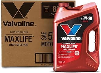 Valvoline High Mileage with MaxLife Technology SAE 5W-30 Synthetic Blend Motor Oil 5 QT, Case of 3 (Packaging May Vary)