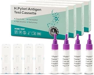 H. Pylori Helicobacter Pylori Stool 4 Test Kit, 10-15 Minutes, Highly Accurate, Easy to Use, Home Testing, No Lab Visit Required